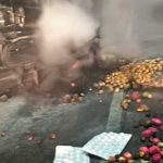 Ngeng…Ngeeenggg…!! Ngebut..!! Mobil Buah Terbalik Lalu Terbakar..!! Sopir Tewas Terpanggang..!!