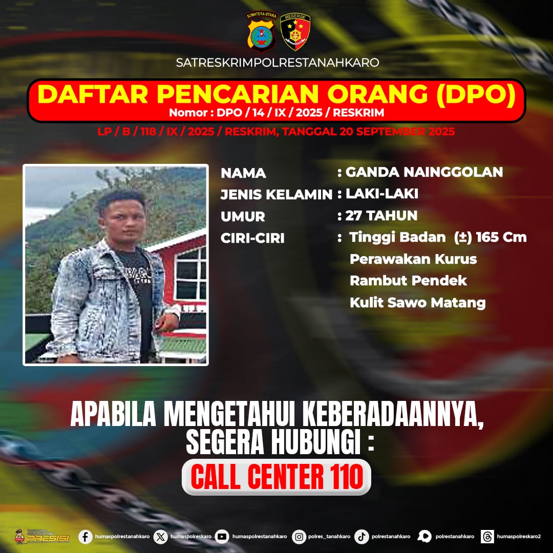 Polres Karo Terbitkan DPO..!! Ini Dia Pembunuh Melky Perangin-angin yang Ditemukan Terkubur Hanya Pakai Celana Dalam..!!