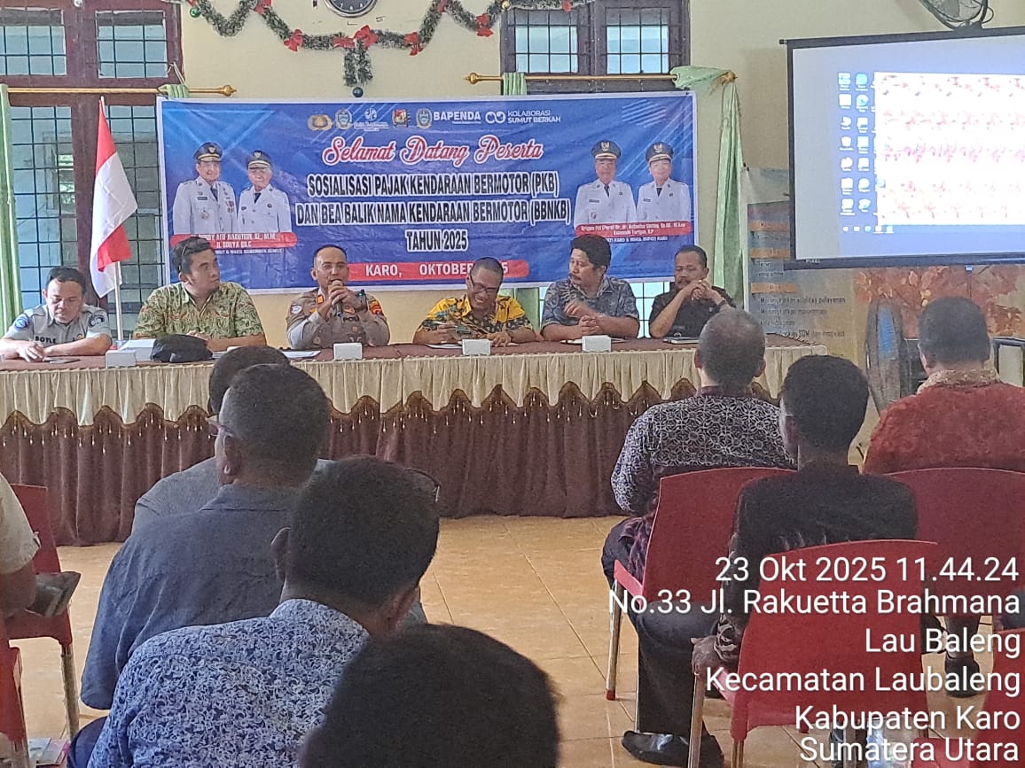 Sadar Kelen Ya Woii..!! Sat Lantas Polres Tanah Karo Gelar Sosialisasi Opsen Pajak PKB dan BBN-KB..!!