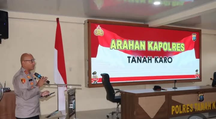 Pimpin Apel Perdana..!! Kapolres Tanah Karo Tekankan Profesionalisme, Penegakan Hukum dan Adaptasi KUHP Nasional..!!