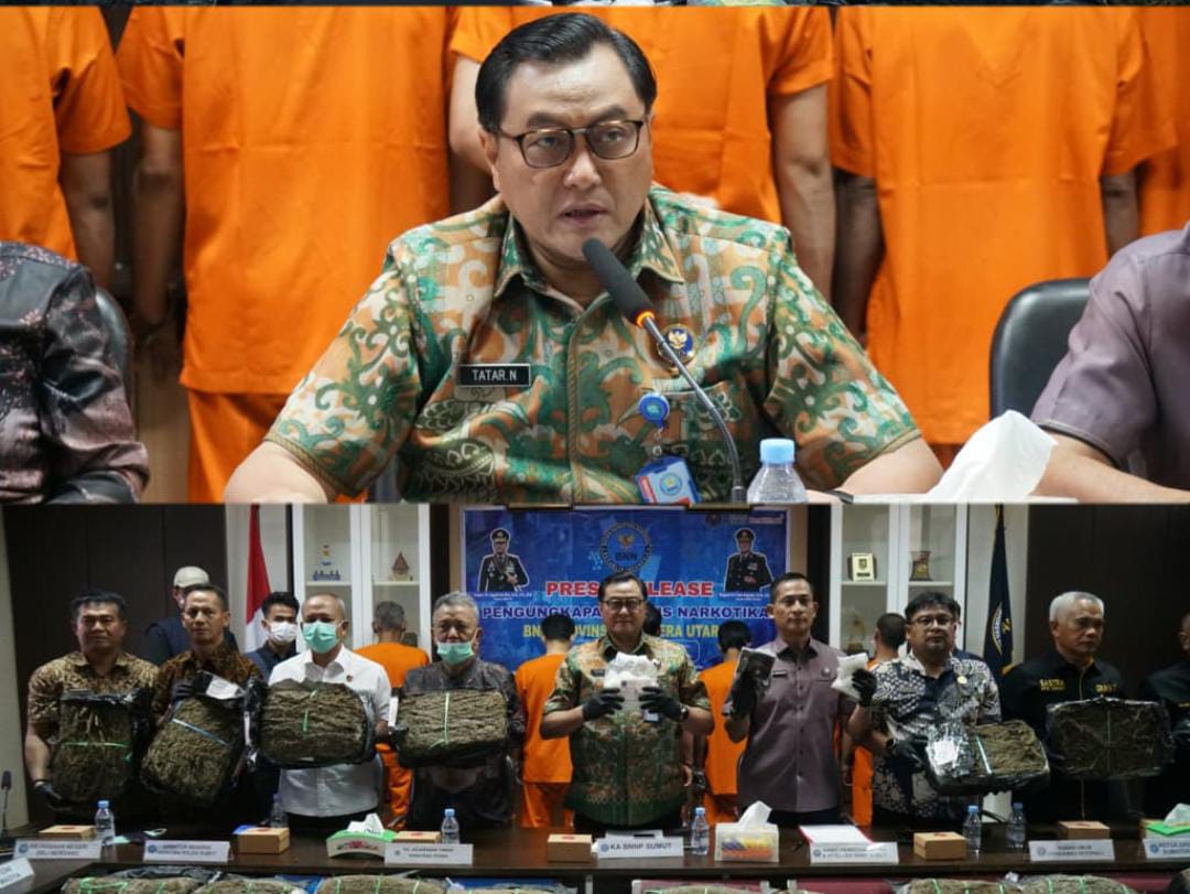 Kek Gini Baru Paten Laee..!! BNNP Sumut Tangkap 10 Tersangka, Sita 141,6 Kg Ganja dan 2 Kg Sabu..!!